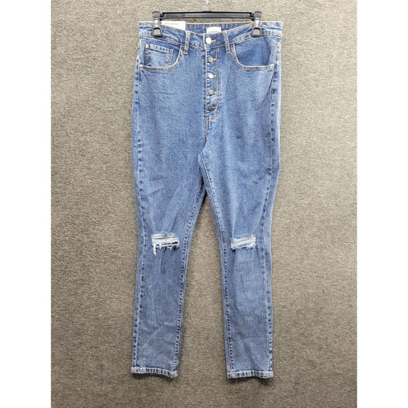 WE Wore What Distressed High Rise Straight Leg Jeans Size 29 NWT - Picture 1 of 13